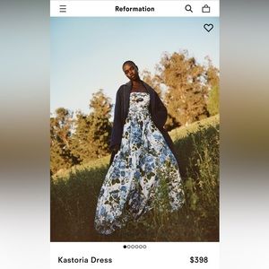NWT Reformation Kastoria Dress in Blue Floral Print, Sz 6